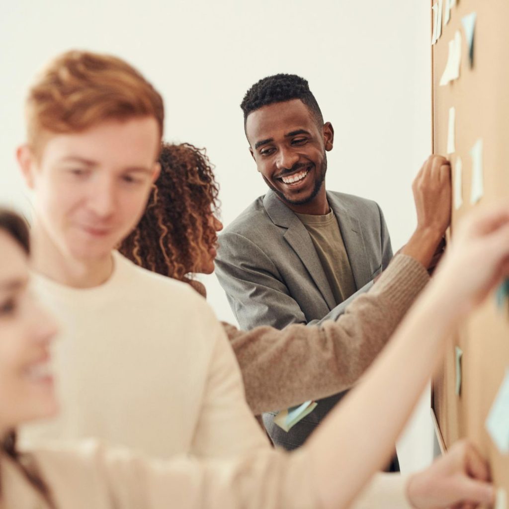 a diverse team collaborating effectively at work